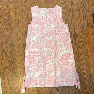 Lilly Pulitzer Pink and White Elephant Print Shift Dress - Girls